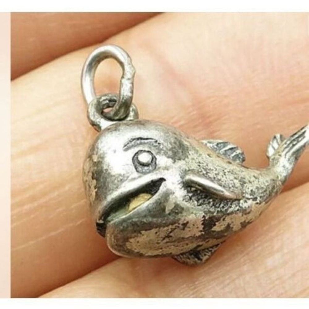 Whimsical‎ Whale Charm Pendant Sterling Silver Cute Nautical Ocean Animal